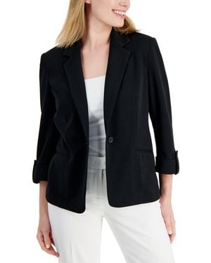 Anne Klein Essentials Petite 3/4-sleeve One-button Blazer - Black