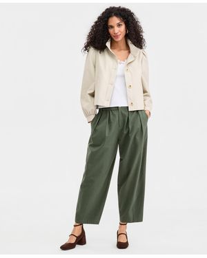 On 34th Pleated Barrel-leg Ankle Pants - Green