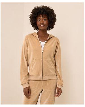 Pact Organic Cotton Velour Zip Hoodie - Natural