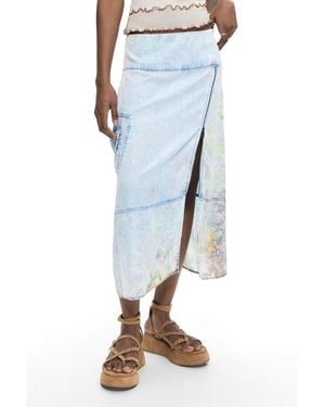 Desigual Midi Denim Skirt - Blue