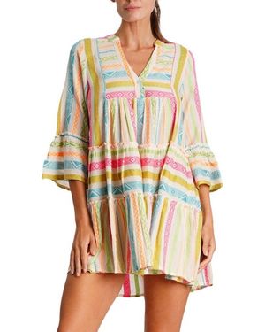 La Moda Clothing Calypso Striped Kaftan - Multicolor