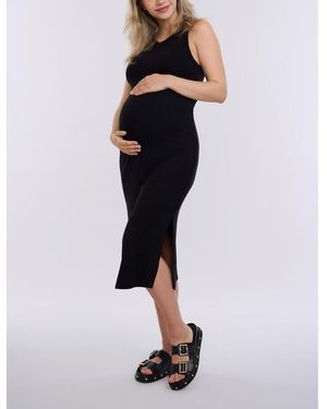 Motherhood Maternity Crew Neck Sleeveless Racerback Maternity Midi Dress - Blue