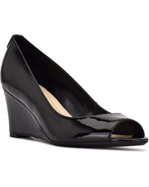 Nine West Cape 9x9 Peep Toe Wedges - Black