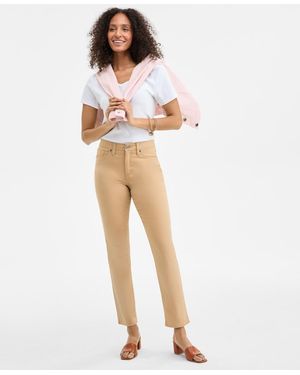 Style & Co. Straight-leg High Rise Twill Pants - White