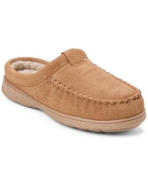 Clarks Vanceford Memory Foam Cow Suede Moc Toe Slippers - Brown