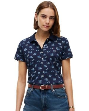 Tommy Hilfiger Classic Pique Printed Short-sleeve Polo Top - Blue