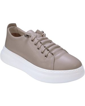 Cools 21 Graze Hidden Lace Perforated Platform Leather Sneakers - Gray