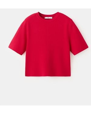 Mango Short-sleeved Knitted Sweater - Red