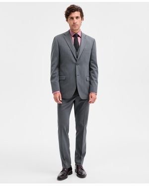 DKNY Modern-fit Vested Nested Suit - Gray