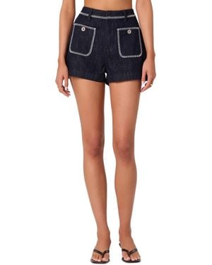 Astr Bonnie Embroidered Cotton Shorts - Blue