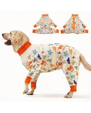 Aronkl Dog Pajamas For Anxiety Relief & Full Body Protection - White