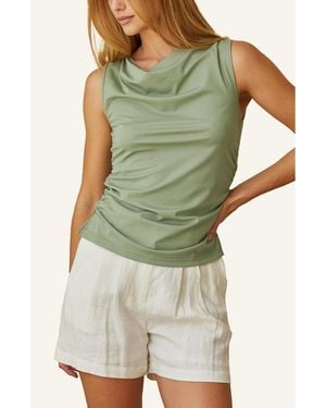 Crescent Clem Shirred Knit Top - Green