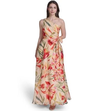 Eliza J One-shoulder Sleeveless Ball Gown - White
