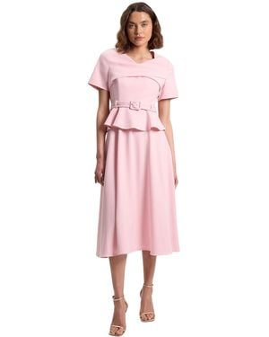 Karen Millen Belted Midi Dress - Pink