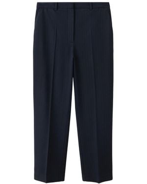 Mango Chalk-stripe High-rise Straight Pants - Blue