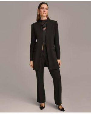 Donna Karan Donna Karan Collarless Topper Jacket Straight Leg Pant - Black