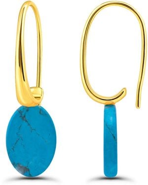 Macy's Oval Shape Drop On Hardwire Fishhook Closure Earrings - Blue