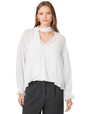 French Connection Marina Tie-front Chiffon Long-sleeve Top - White