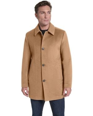 Cole Haan Regular-fit Cashmere-wool Blend Single-breasted Car Coat - Natural