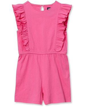Lands' End Girls Sleeveless Ruffle Knit Romper - Pink