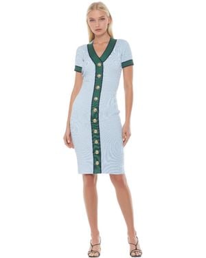 Alexia Admor Otto V Neck Ribbed Knit Dress - Blue