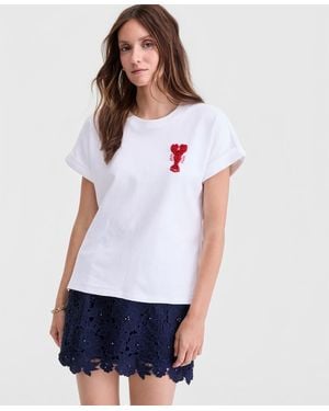 On 34th Embellished Lobster Graphic T-shirt - White