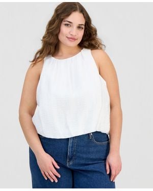 On 34th Trendy Plus Solid Bubble-hem Round-neck Tank - White