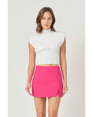 Endless Rose Mock Neck Padded Knit Top - Pink