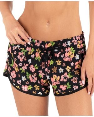 Hurley Hibiscus Dream Phantom Floral Print Pull-on Board Shorts - Black