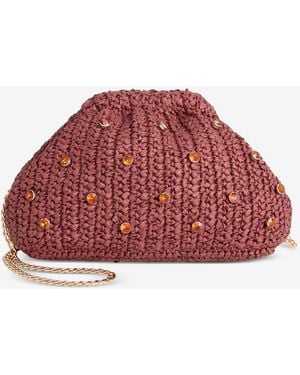 On 34th Crochet Raffia Shoulder Bag - Red