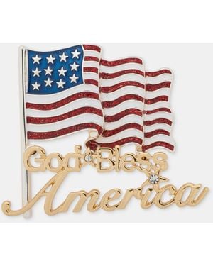 Anne Klein Boxed Two-tone Crystal America Flag Pin - White