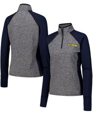 Camp David Navy/heather Gray West Virginia Mountaineers Finalist Raglan Quarter-zip Jacket - Blue