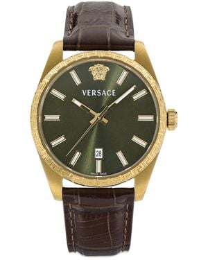 Versace Millenyium Brown Calf Leather Strap Watch 40mm - Gray