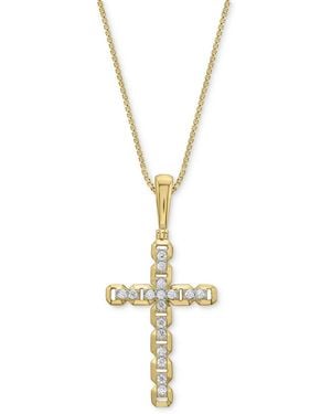 Macy's Diamond Openwork Cross 22" Pendant Necklace (1/2 Ct. T.w. - Metallic