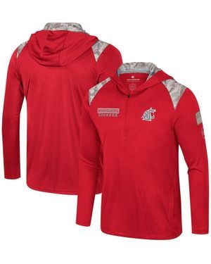 Colosseum Athletics Washington State Cougars Oht Military Appreciation Quarter-zip Hoodie Jacket - Red