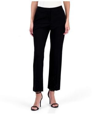 Anne Klein Compression Embellished Ankle-flare Pants - Black