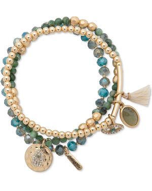 Lonna & Lilly Gold-tone Evil Eye & Hamsa Hand Beaded Stretch Bracelets - Metallic
