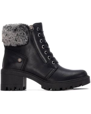 Xti Block Heel Combat Booties Refresh Collection By - Black