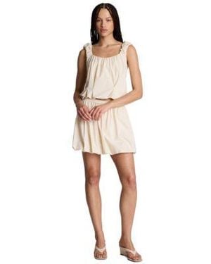 Kenneth Cole Seoul Knit Ruched Scoop Neck Tank Top Pull On Mini Bubble Skirt - Natural
