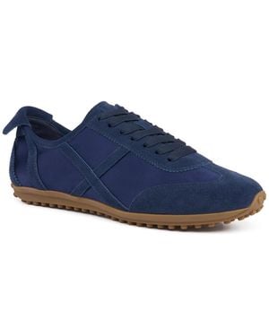J/Slides Emily Leather Retro Memory Foam Sneakers - Blue