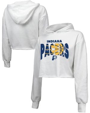 Majestic Indiana Pacers Tri-blend Cropped Pullover Hoodie - White