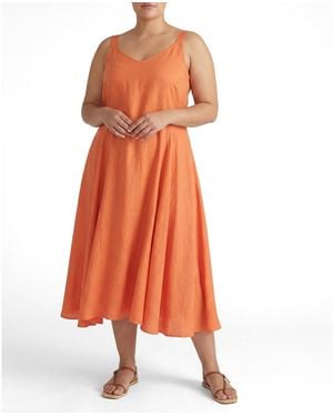 UNIVERSAL STANDARD Plus Size Sunshower Flowy Linen Dress - Orange