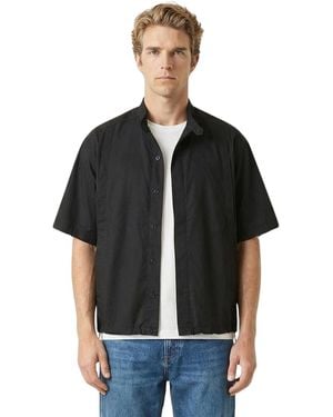 Modenaire Short-sleeve Stand-collar Jacket - Black