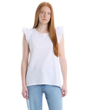 Wilt Ruffle Shoulder Tank Tee - White