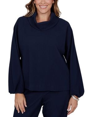 Ruby Rd. Plus Size Ribbed Cowl Neck Top - Blue