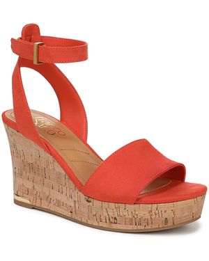 Franco Sarto Celeste 2 Open Toe Strappy Wedge Sandals - Red