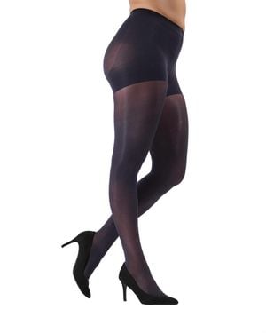 Memoi Semi-opaque Firmfit Control Top Tights Mo-840 - Blue