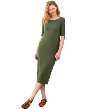 Celtic & Co. Linen Blend Button Back Midi Dress - Green