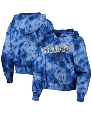 Mitchell & Ness New England Patriots Galaxy Full-zip Windbreaker Hoodie Jacket - Blue