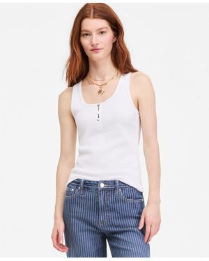 On 34th Scoop-neck Henley Tank Top - White